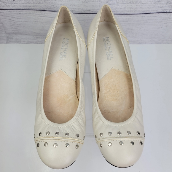 Michael Kors Shoes - Michael Kors Leather Beige Studded Slip On Ballet Flats Size 6.5M